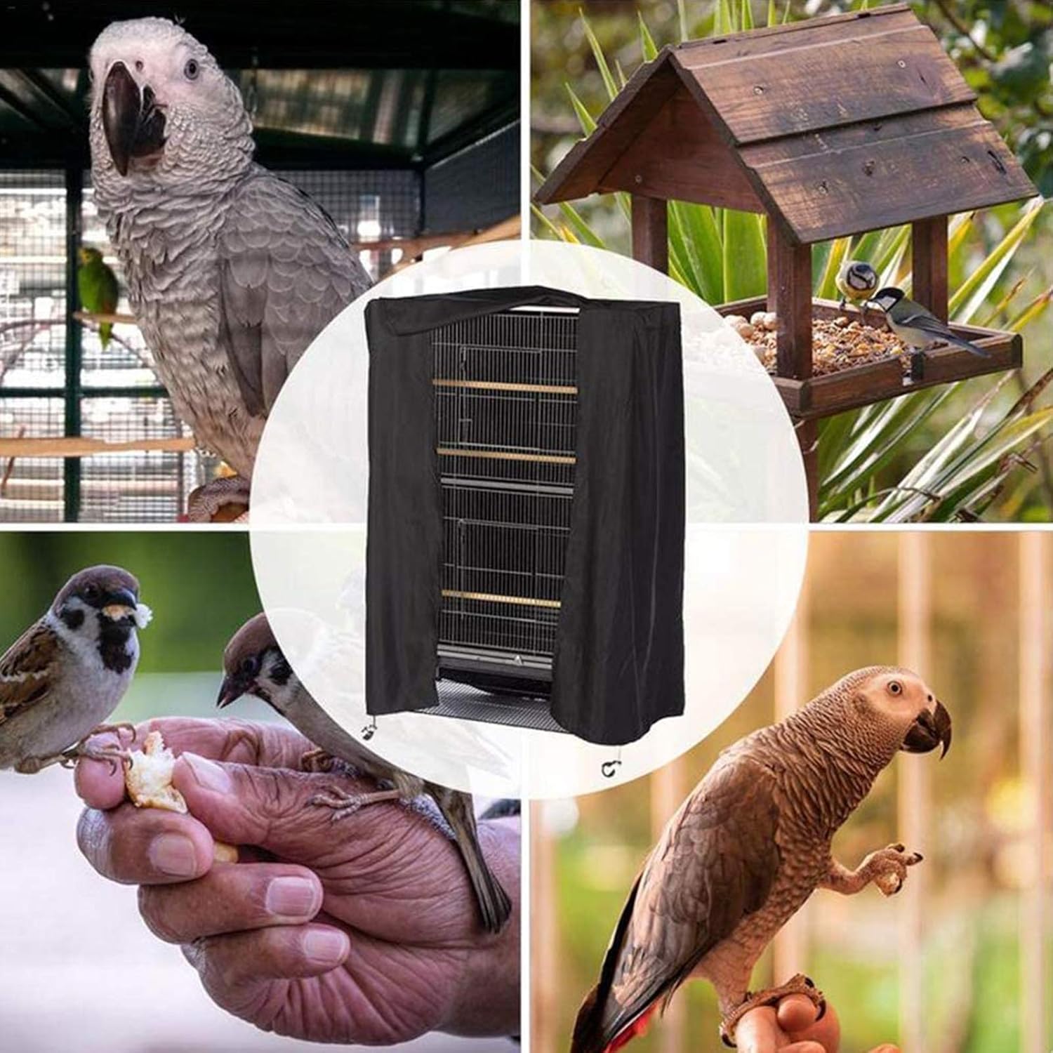 Universal Bird Cage Cover, Good Night Parrot Birdcage Cover, Black-Out Birdcage Cover, Windproof Dustproof Night Cover,Ferret Cage Carrier Cover,88 X 62 X 120Cm