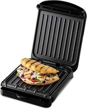 George Foreman Small Electric Fit Grill, Non-Stick Plates, Black, 25800