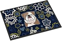 Vista 276 de Caroline's Treasures BB1449JMAT - Tapete de bienvenida de carlino negro, 24 x 36 pulgadas, tapete azul para puerta delantera, para interiores
