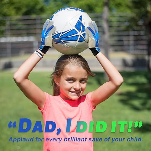 Miniatura 7 de Clbort - Guantes de portero de fútbol para jóvenes y niños, guantes de portero con palmas de súper agarre, guantes de fútbol antideslizantes,