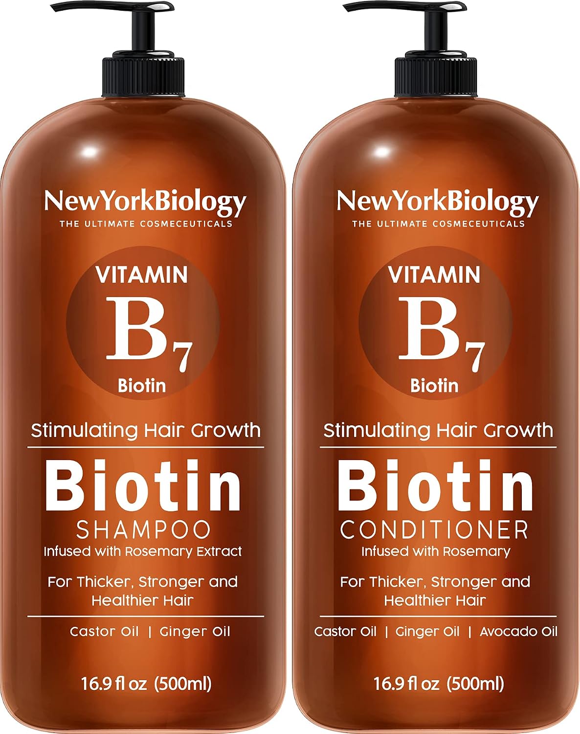 Juego de champú y acondicionador de biotina de 500 ml para el adelgazamiento del cabello, fórmula espesante para el tratamiento de la pérdida del cabello, para hombres y mujeres, anticaspa, el