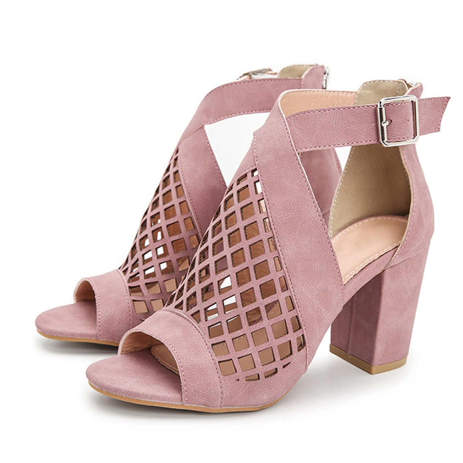 Cocila Scarpe Con Tacco Donne Ladies Estate Hollow Bocca Pesce Fashion Zipper Sandali Da Donna Sandali Donna Eleganti Plateau Rossi Basso Estive Eleganti Comode Slingback Sandalo Zoccoli Alto 44