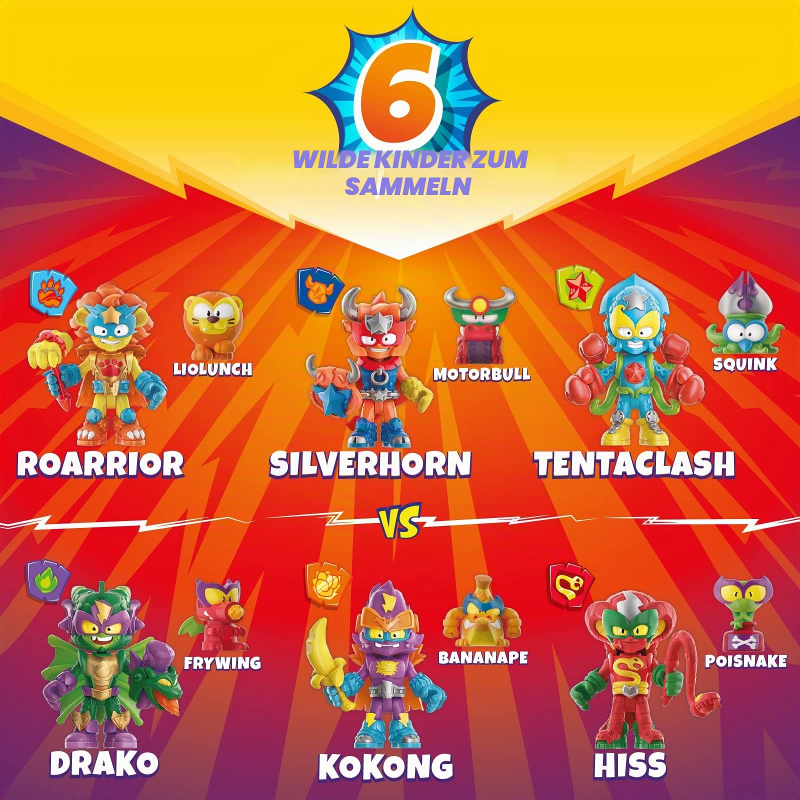 SUPERTHINGS Rivals of Kaboom - SUPERTHINGS Wild Kids - Komplette Sammlung der 6. Kazoom Kids mit Tiermächten. Kommt mit 1 SuperThing Wild und 1 Kampfzubehör