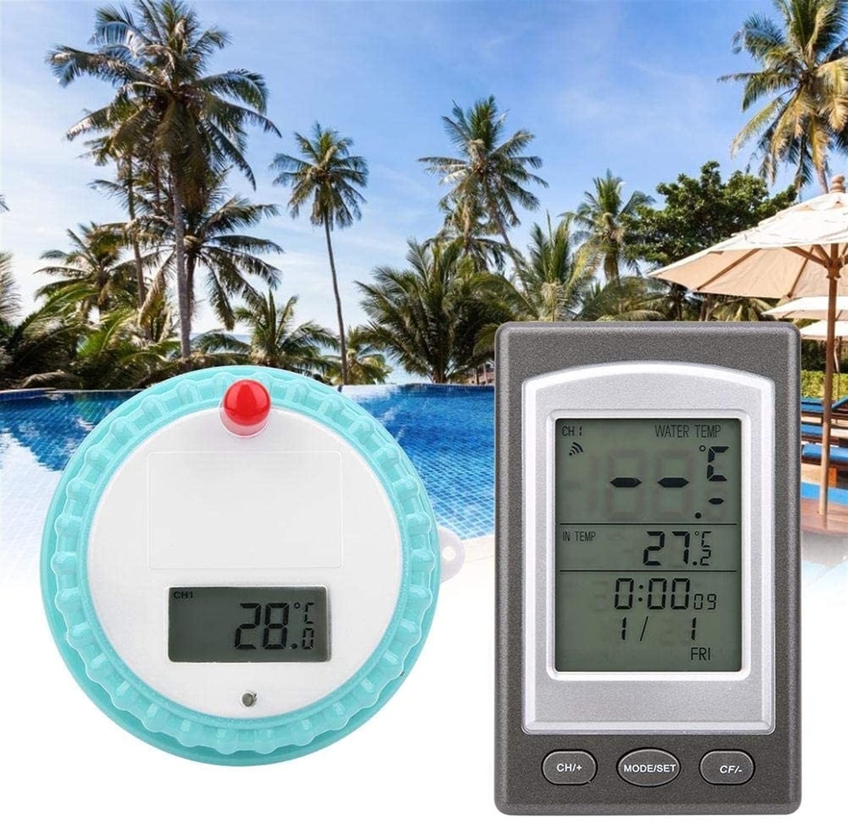 Thermomètre de la Piscine, Thermomètre floteux sans Fil Thermomètre de température de l'eau pour la Piscine, Spa, Baignoire, Bain à remous, Aquarium, étang