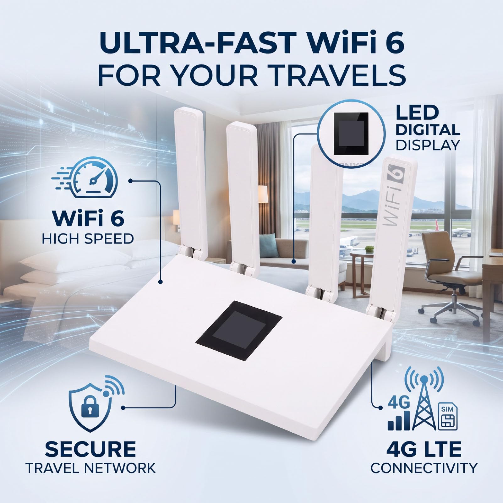 Asixxsix Przenośny Router Podróżny WiFi 6 z Gniazdem Karty SIM