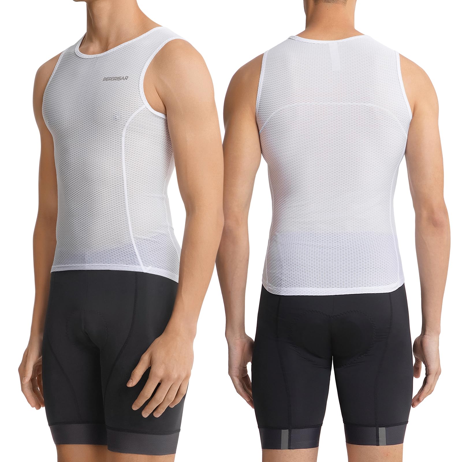 BERGRISAR Camiseta Interior de Ciclismo Hombre Sin Mangas, Malla Transpirable para Bicicleta de Carretera, MTB, Running y Gimnasio