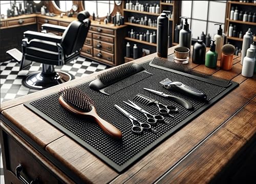 Miniatura 7 de Alfombrillas de goma para barra de encimera, de 18 x 12 pulgadas, color negro para barman, tapete de servicio de bar, bar en casa, tapete de café