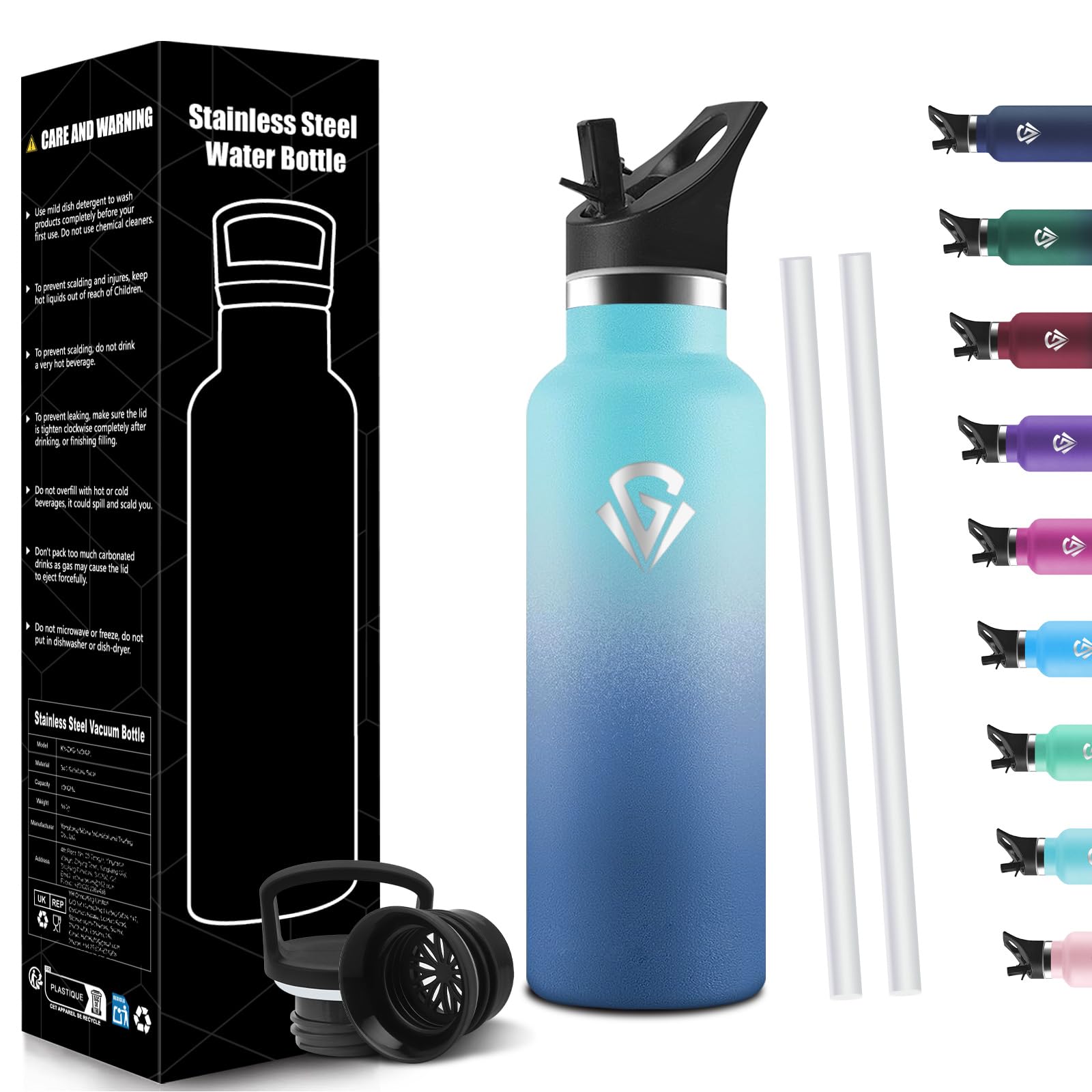 HoneyHolly Children's Thermal Bottle, 500 ml, 18/8 Stainless Steel, Thermal Bottle, BPA-Free, Double Walled Vacuum Bottles, Thermal Bottles with Straw, Thermos for School, Sports, Outdoor — image 1
