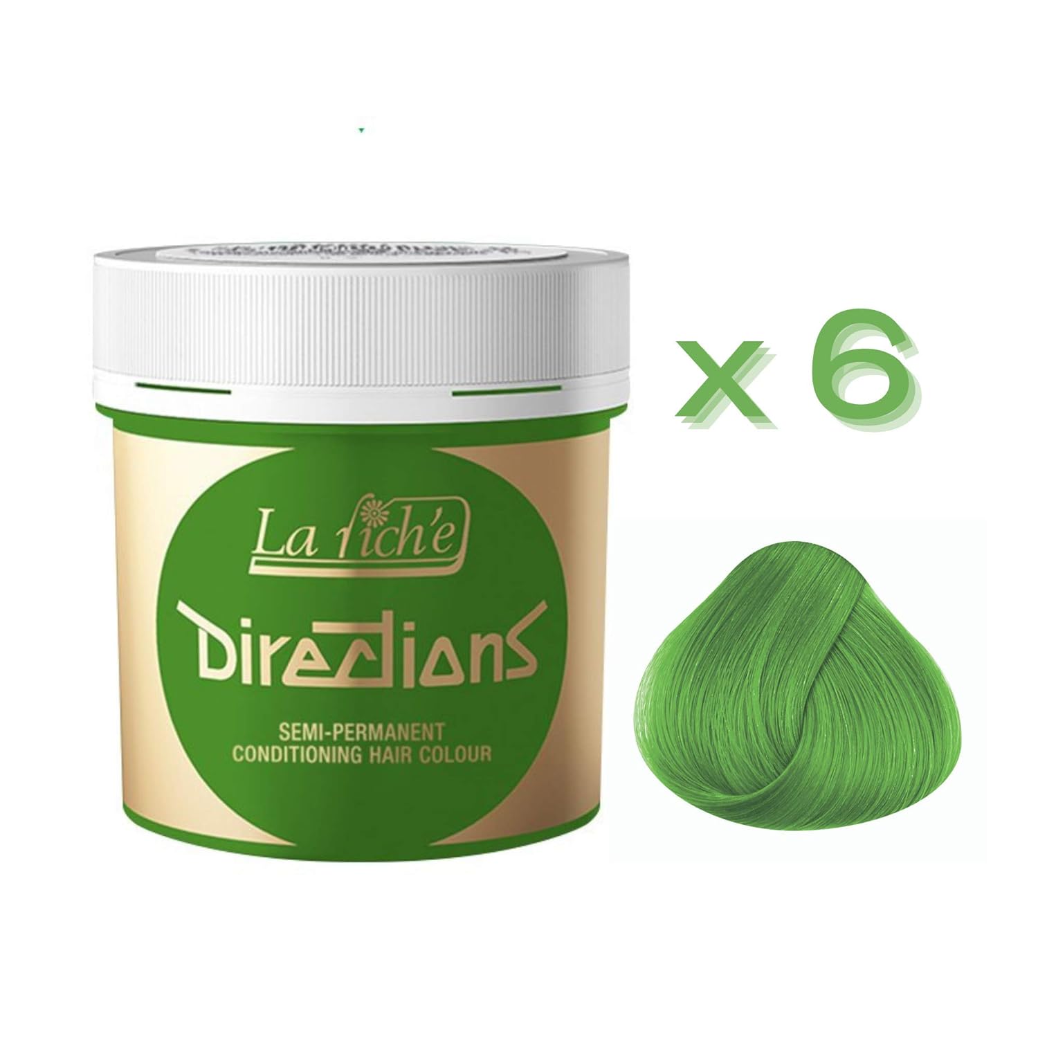 6 X La Riche Directions Semi-Permanent Hair Color 88ml Tubs - Spring Green
