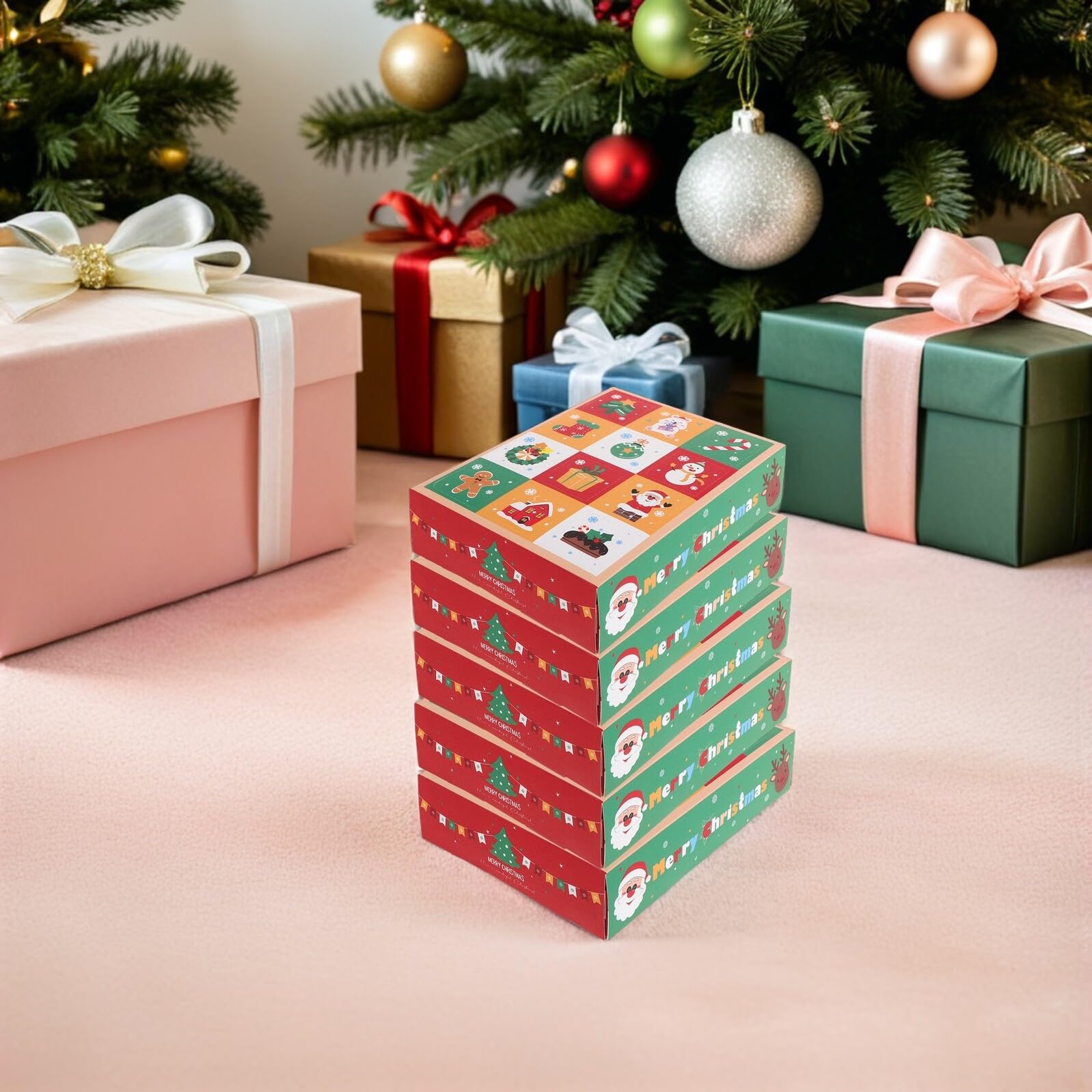 PENIKOKO 15 DIY Boxen Weihnachtsgeschenke Süßigkeitenboxen Gastgeschenke Leere Weihnachtsgeschenkbehälter Papier Süßigkeitenbehälter Befüllbare Countdown Süßigkeitenboxen