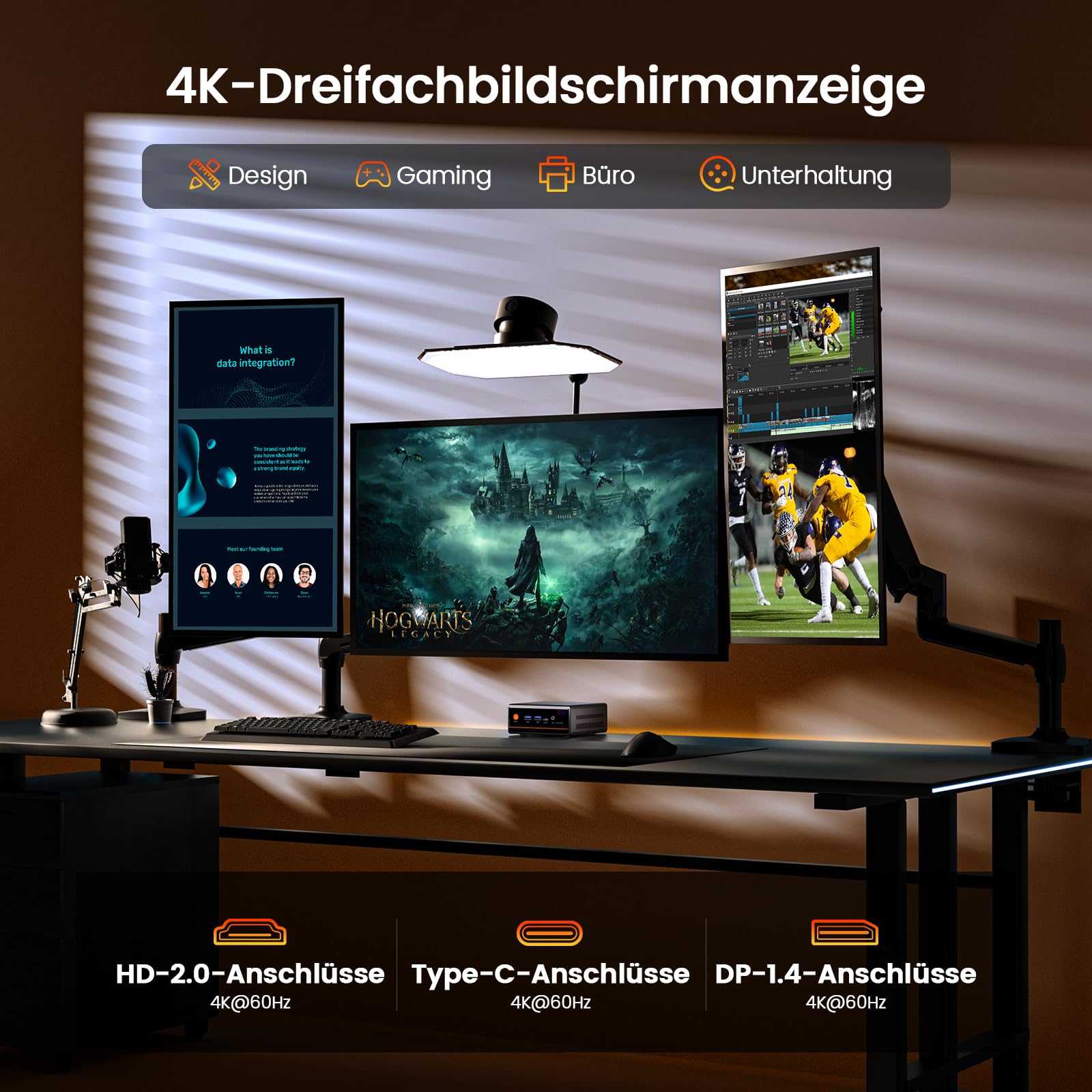 PELADN Gaming Mini PC mit AMD Ryzen 5 5600H, 16GB RAM, 512GB SSD, kompakter Micro PC mit 4K Triple Display, Dual 2.5G LAN, WiFi 6, BT 5.2 und HDMI/DP/Type-C für Büro und Multimedia
