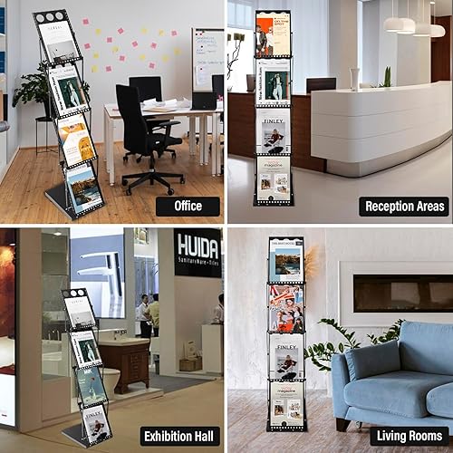 Miniatura 6 de LIWSHWZ Soporte de exhibición plegable para folletos de literatura, 4 bolsillos con bolsa de transporte para exposiciones de ferias comerciales,