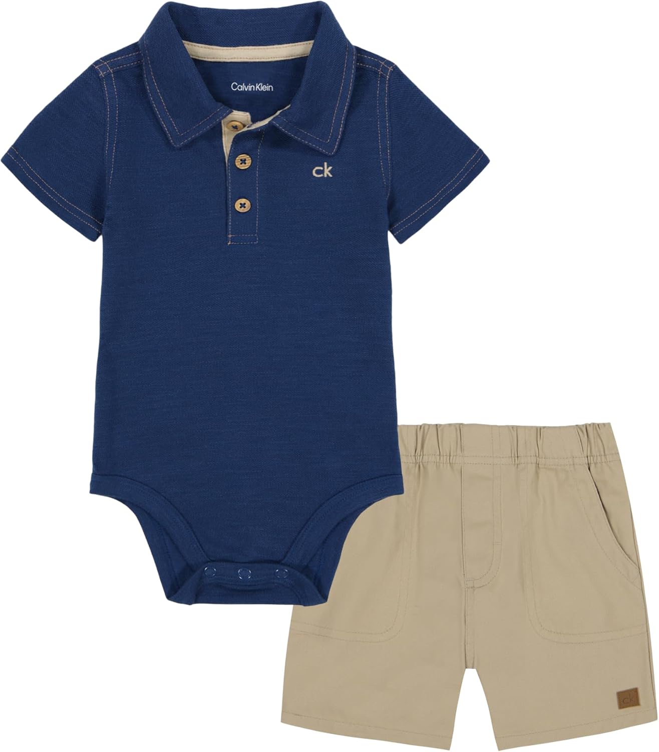 Calvin Klein baby-boys 2pc Polo Short Set