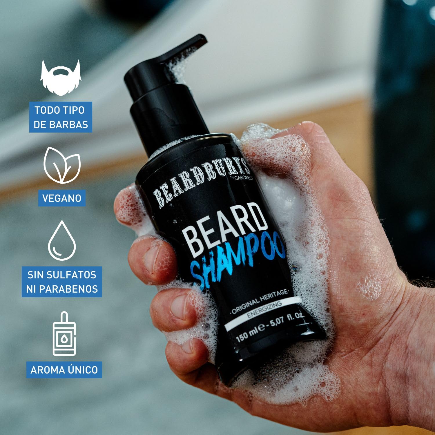 Beardburys - Kit per la cura della barba, da uomo, professionale, shampoo per barba, olio per barba, beauty case, aroma classico, vegano, regali originali per uomo