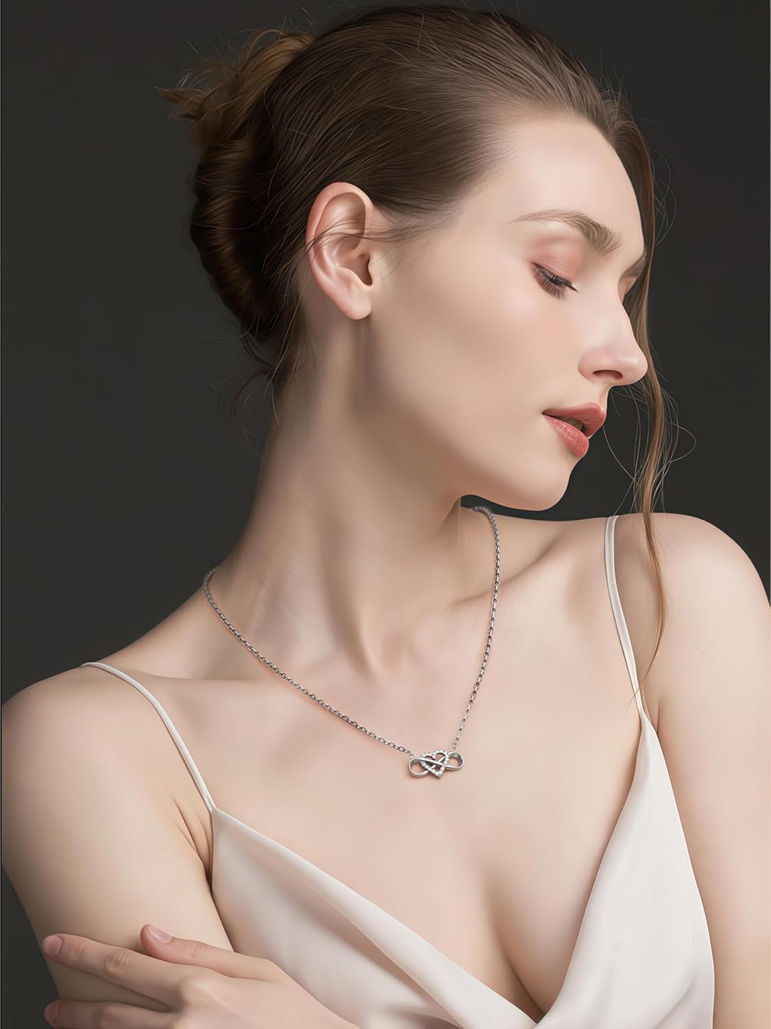 18K Gold Plated Cubic Zirconia Infinity Heart Cross Necklace For Women，Forever Love Heart Pendant Necklace - Image 4