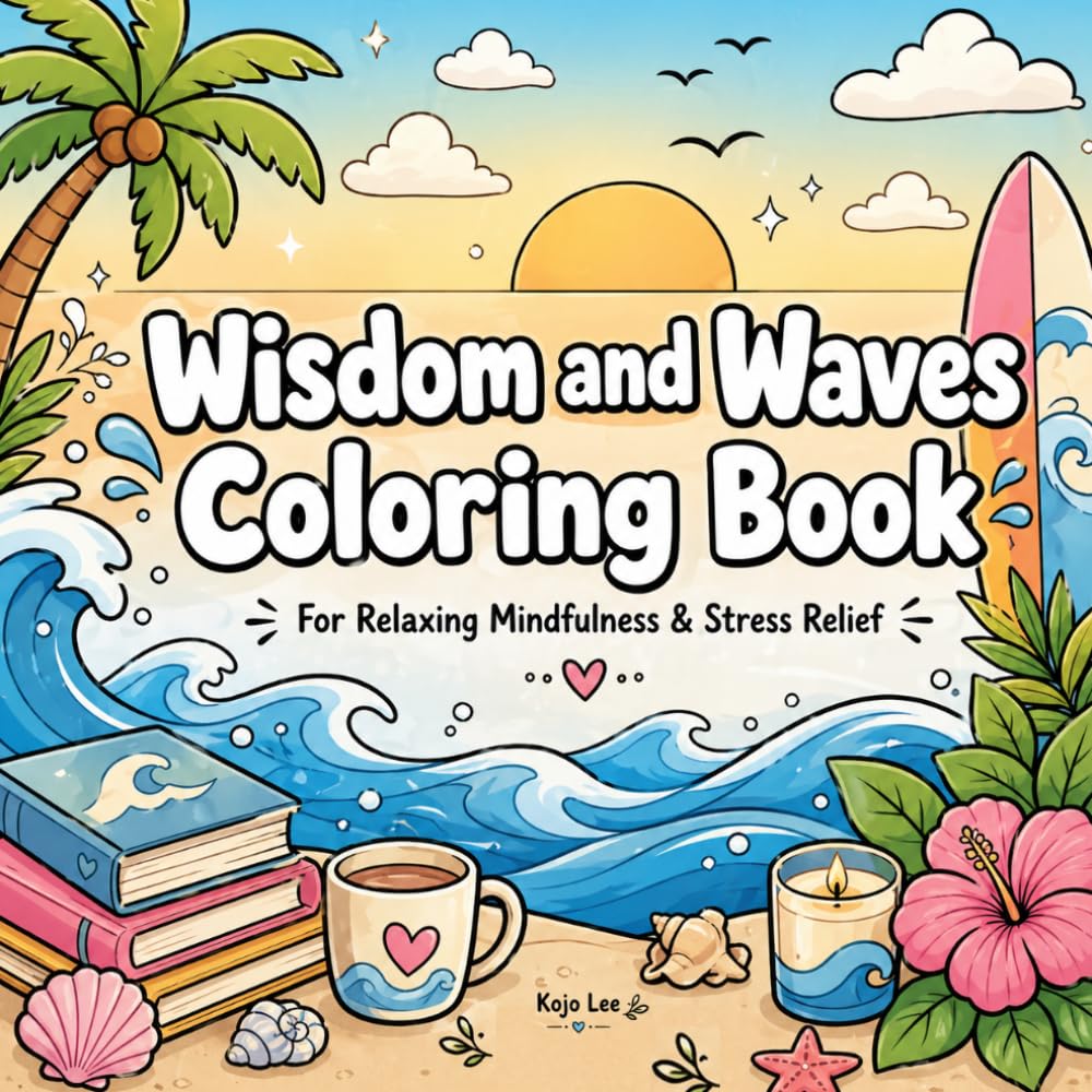 Wisdom and Waves Coloring Book: Calming Quotes and Ocean Illustrations for Adults – Relaxing Mindfulness & Stress Relief