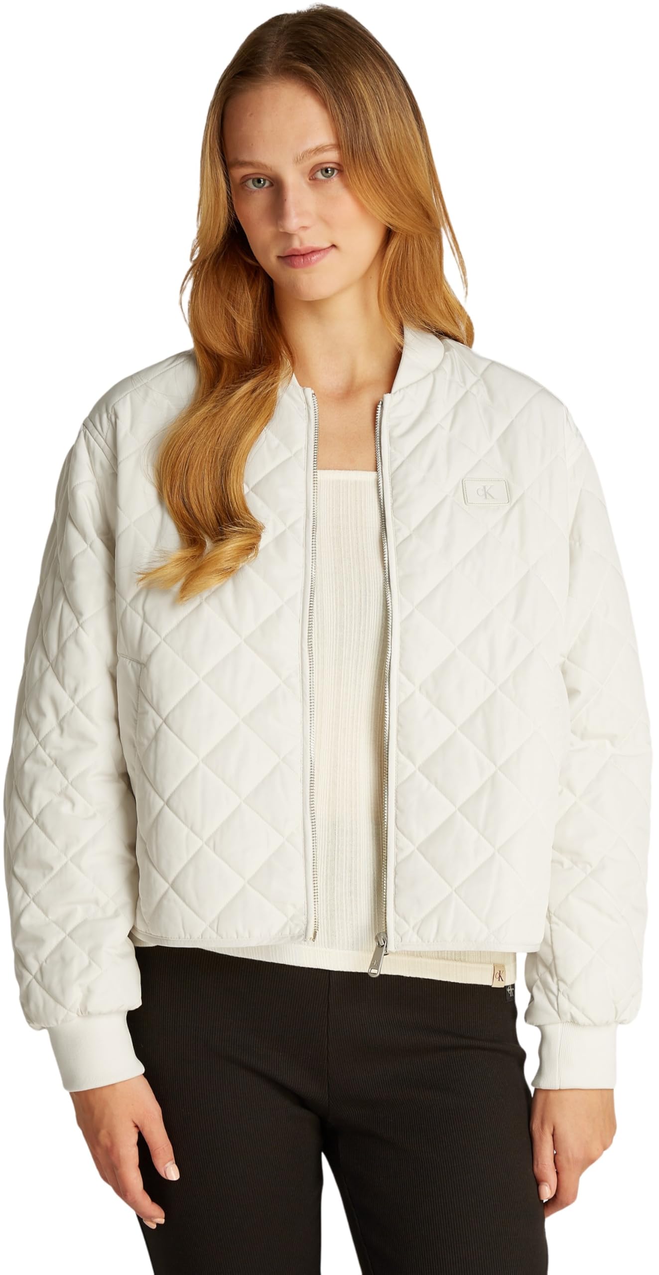 Calvin Klein Jeans Women's Cream Quilted Jacket in Size 14, Sports Direct