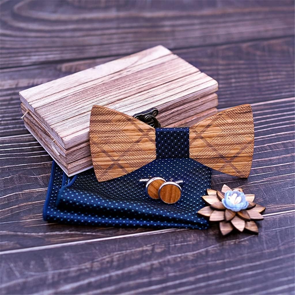 Solid wood bow tie set, European and men's accessories, wooden handmade