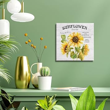Country Sunflower Canvas Prints Wall Art Decor Desk Sign Sunflower Quote Poster Painting Framed Artwork 8 x 8 Inch Home Shelf Wall Decoration