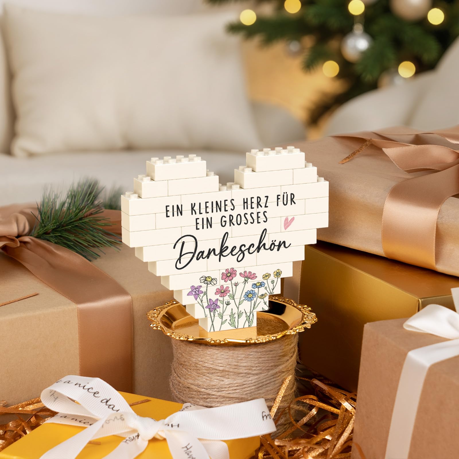Dankeschön-Geschenk – LED-Nachtlicht Aus Glas Mit Dankesbotschaft, Mit Lichterkette & Herzanhänger – Für Mama, Schwester, Freundin, Kollegin – Geburtstag & Wichteln