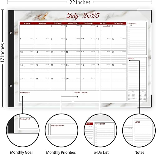 Miniatura 4 de Calendario de escritorio grande 2025-2026, calendario de escritorio de 22 x 17 pulgadas, julio de 2025 a diciembre de 2026, calendario de escritorio