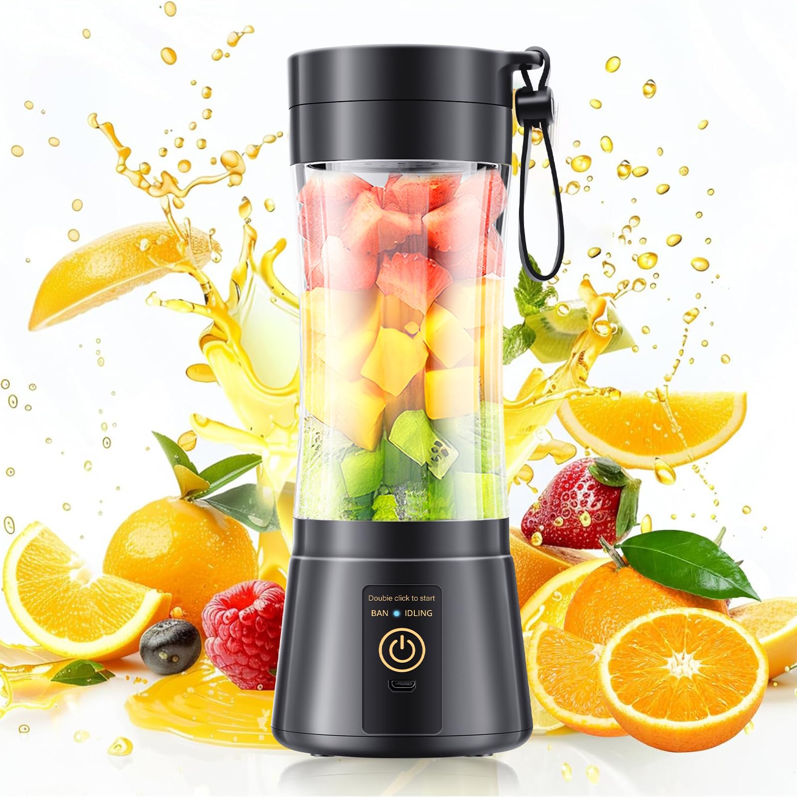 Portable Personal Mini Smoothie Blender - 380ml Blender in Travel | Lightweight Leak-Proof Small Blender, 6 Steel Blades Juice Cup, Powerful Quick Blend, BPA-Free, Suit in Picnic/Sports/Office