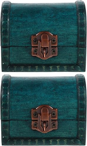 2pcs Green Jewelry Boxes Wooden Vintage Treasure Chests - Decorative Small Storage Box For Women - Antique Trinket Organizer For Living Room