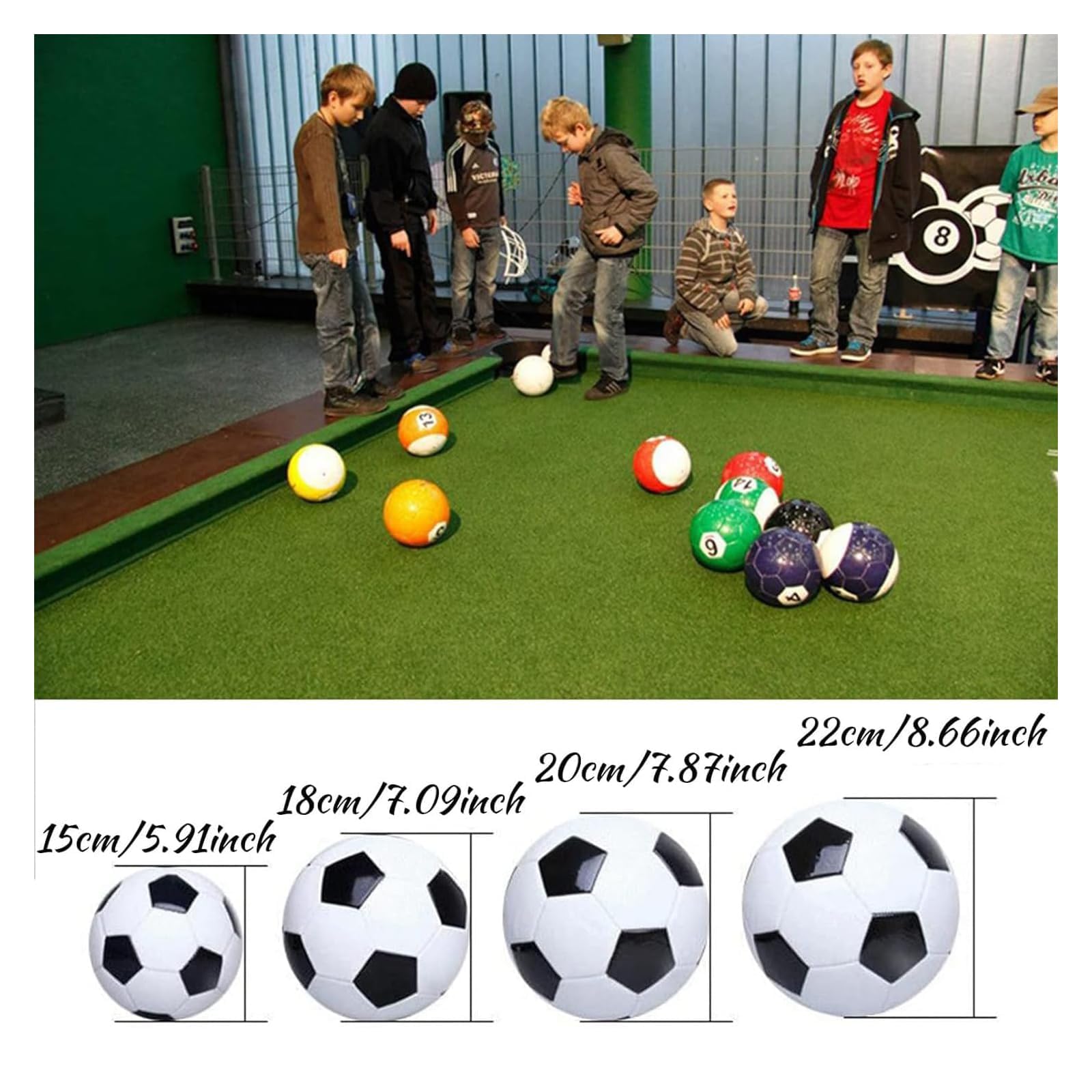 Lot de 16 balles de billard gonflables en cuir synthétique pour fête, jardin, pelouse