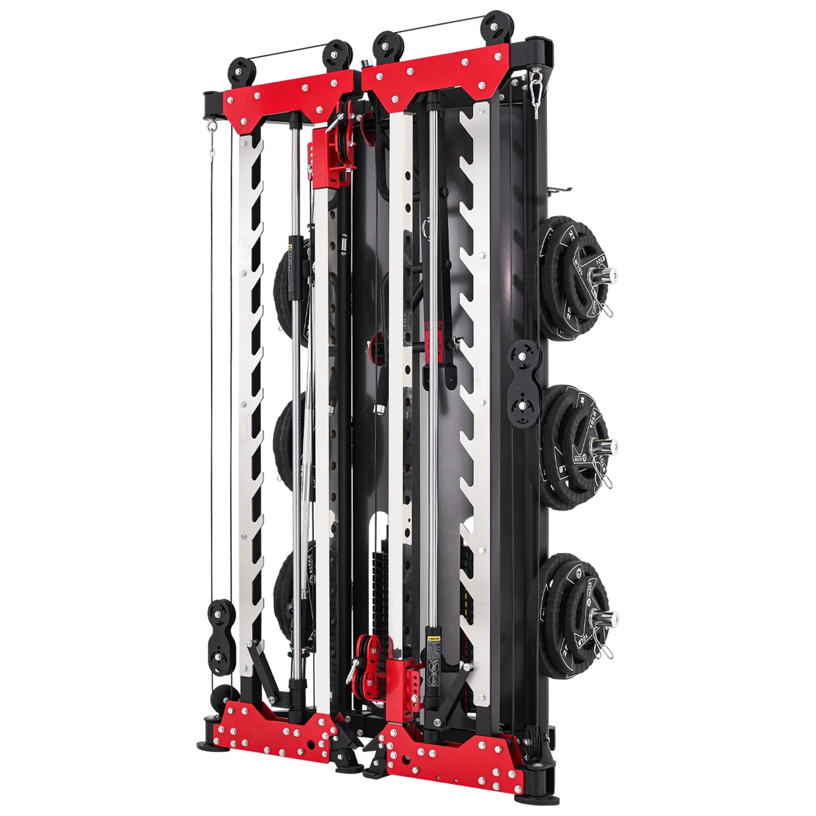 Altas Strength Folding Home Gym Smith Machine with Pulley System Gym Squat Rack Weight Bar Upper Body Strength Training Leg Developer Commercial Fitness Equipment Included Accessories 3107