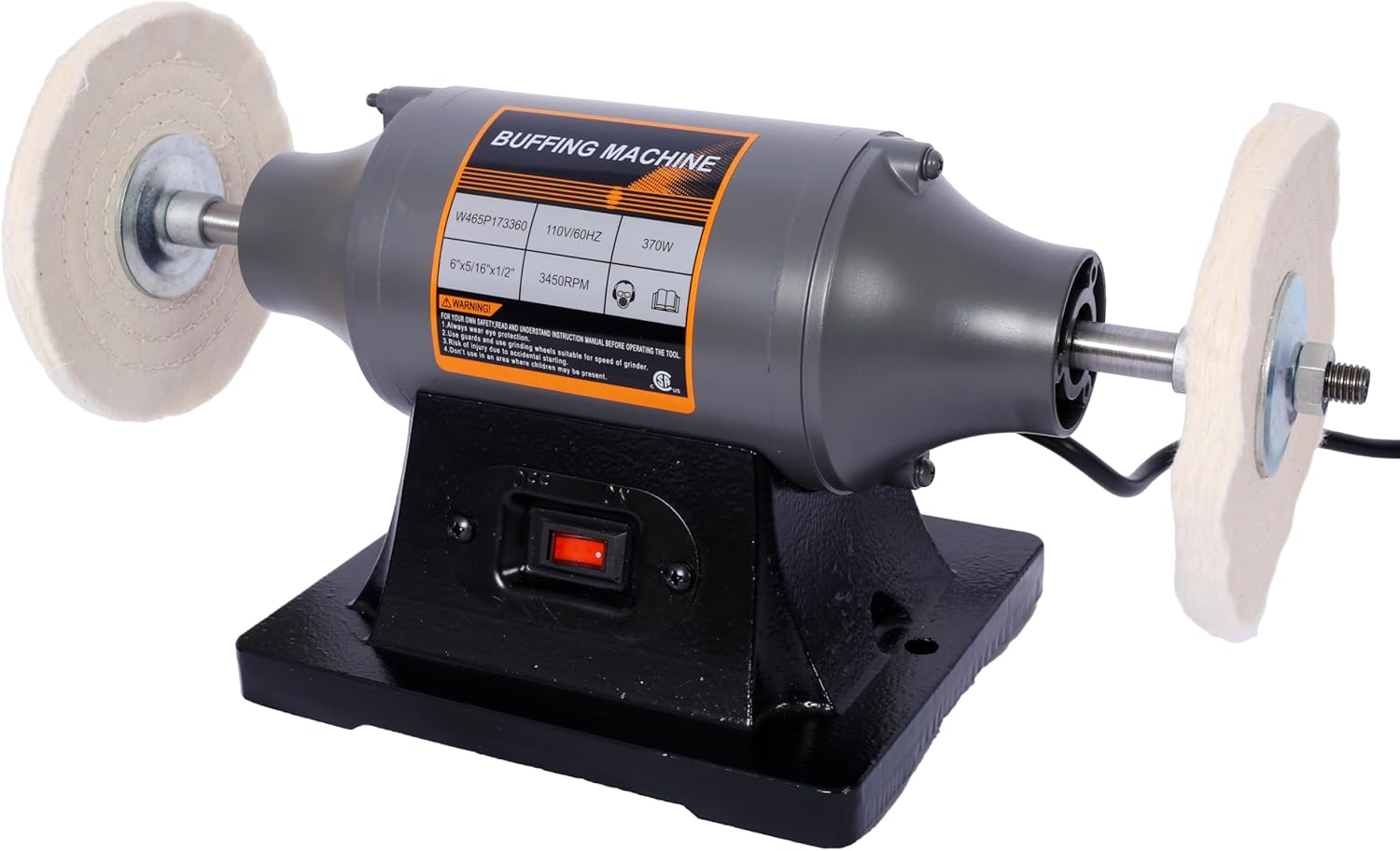 6-Inch Electric Polisher Bench Buffer Grinder - Includes 4PCs 80Ply Thic Buffing Wheels Ideal Benchtop Buffing Machine for Polishing Metal, Jewelry, Knives, Wood, Jade, and Plastic.
