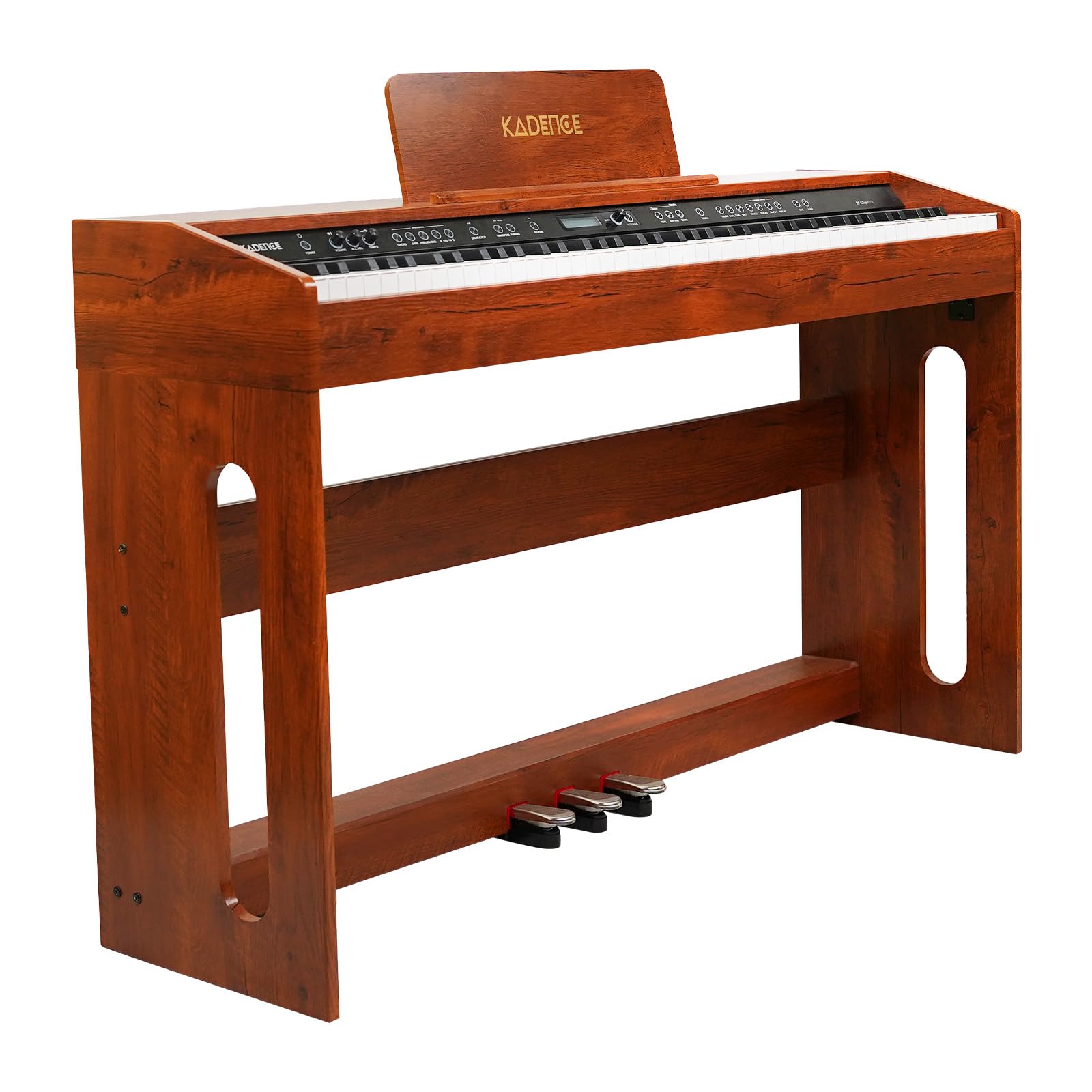 Kadence DP02WWD GEN25 Digital Piano | 88 Weighted Progressive Hammer Action Keys | Wooden Stand, Triple Pedal, Music Stand | French Dream Chip | 2025 Edition | Brown