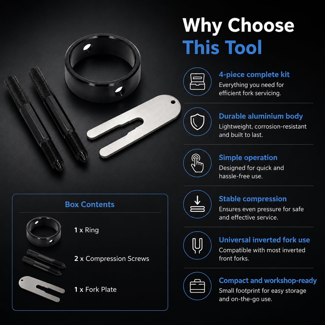 Ensemble d'outils de Compresseur de Ressort de Fourche de Moto Universel | Facile à Monter et à Utiliser, Robuste et Durable, Compact et Pratique, pour la Réparation et la Maintenance de Moto