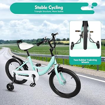 16 Inch Children's Bicycle with Training Wheels Suitable for Boys and Girls from 5-8 Years, Kids Bike for Children 100cm to 135cm tall Gifts for Children