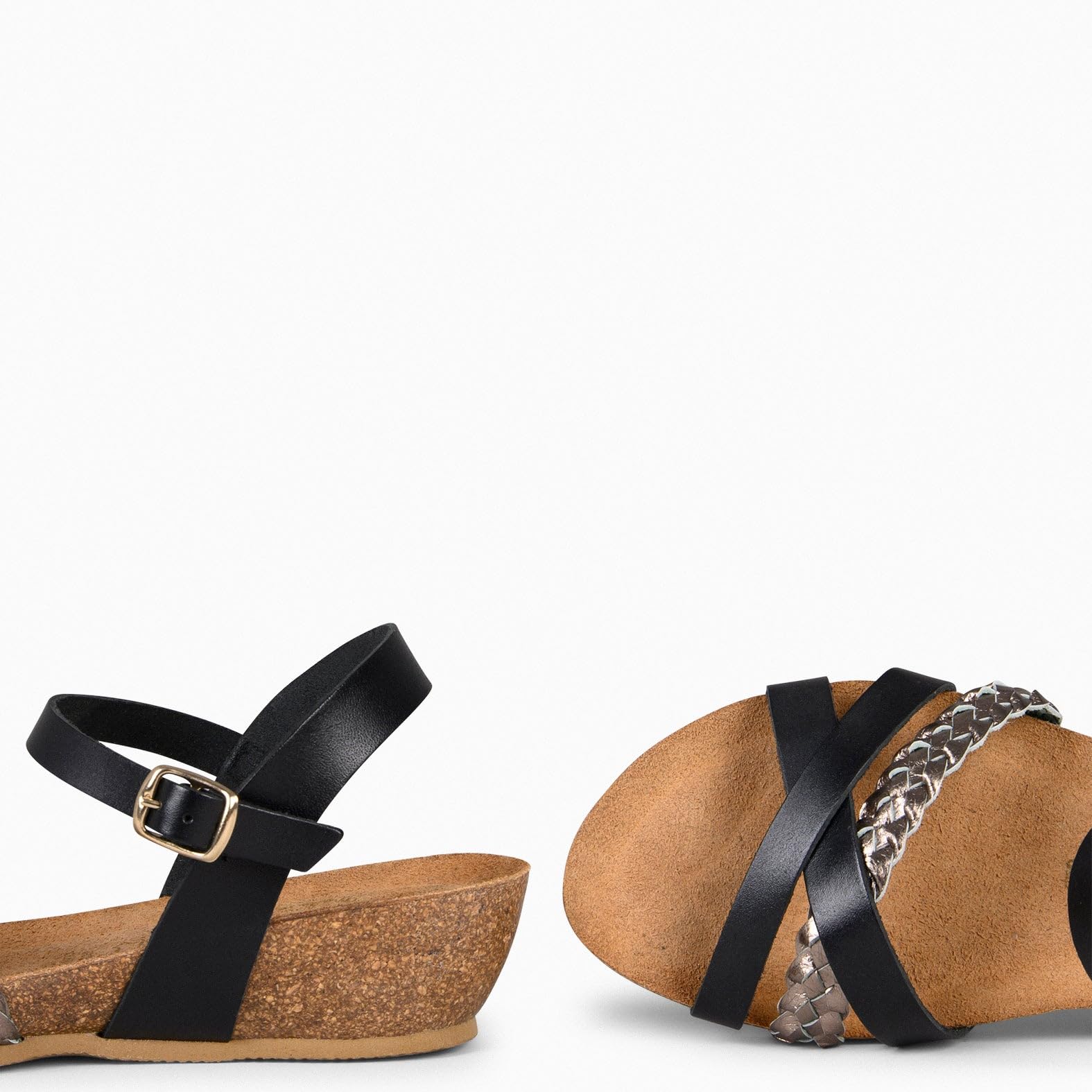 miMaO. Sandalias de plataforma corcho y piel. Plantilla ergonómica