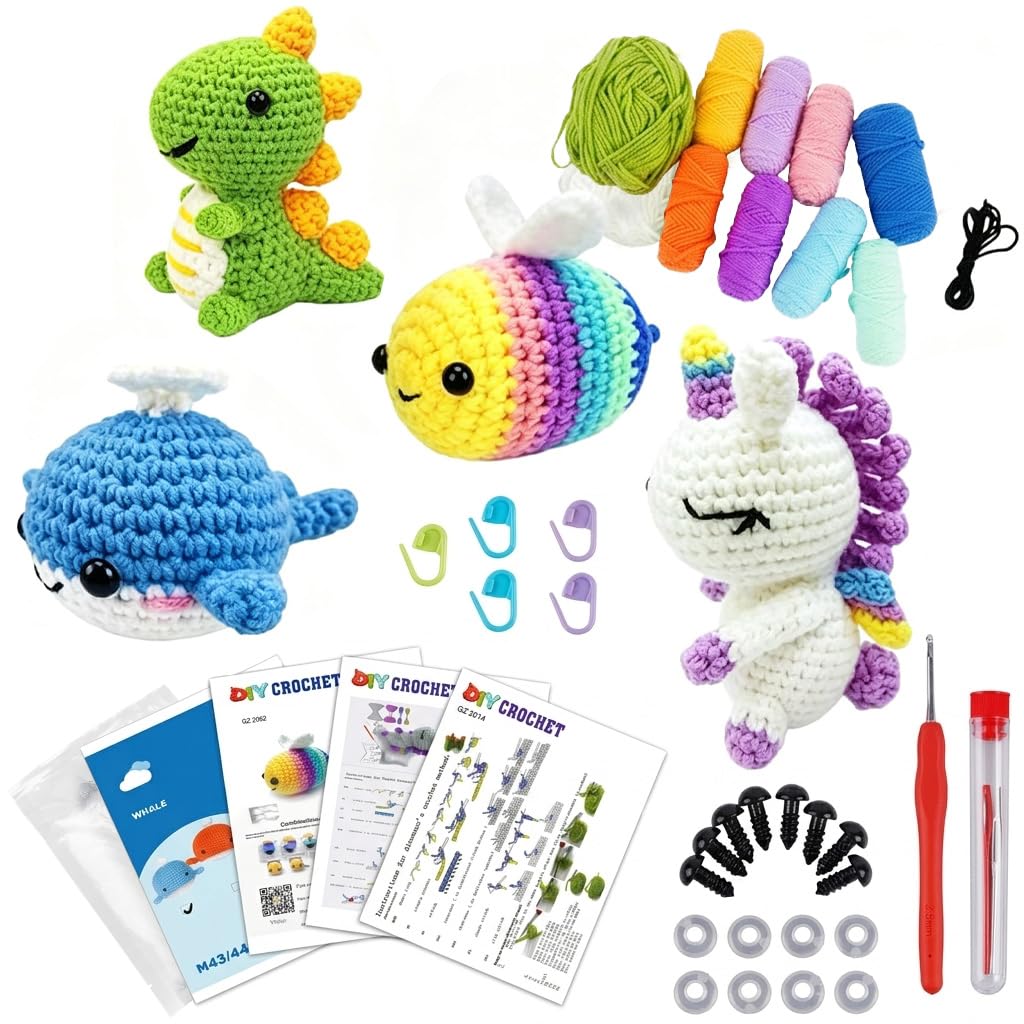 ZIRANYU® 4 Pack Animal Pattern Crochet Set, DIY Kit for Kids & Adult with Yarn Hooks Complete Tools & Step-by-Step Video Tutorial, Ideal Birthday Holiday Handmade Craft Gift-image-27