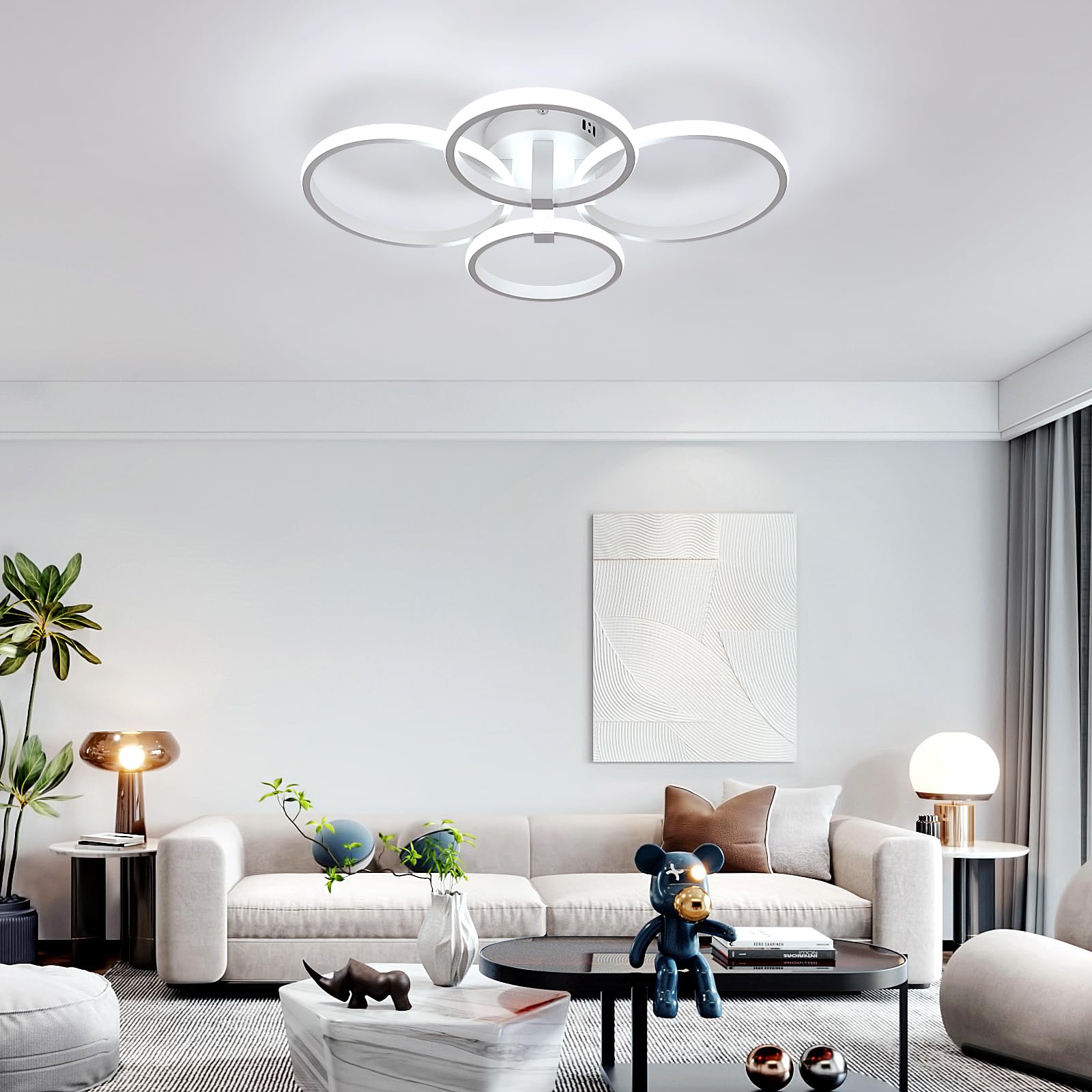 Plafonnier LED Moderne 56W, Lampe de Plafond Rond