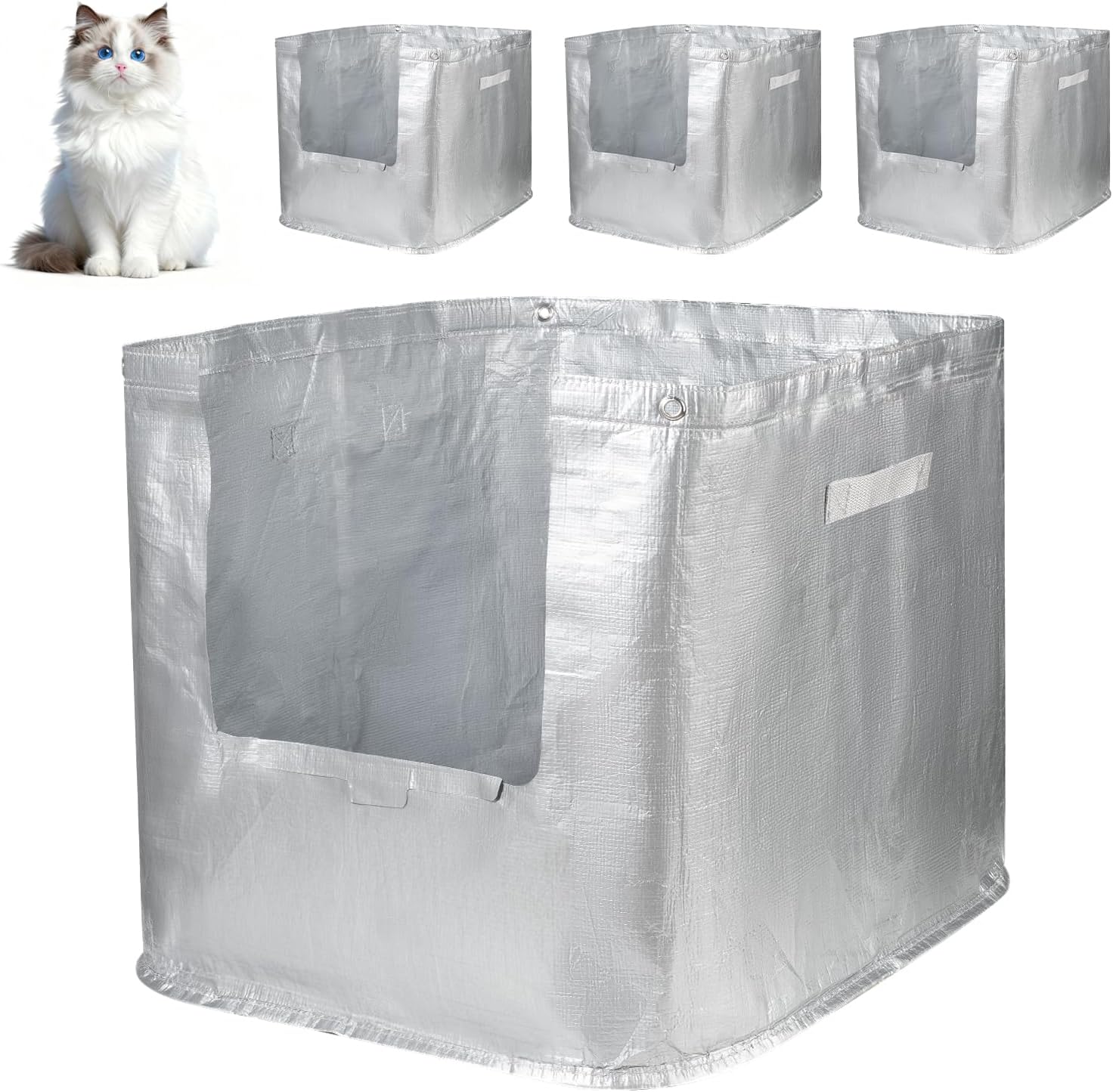 4 Pack Reusable Litter Box Liners D Compatible with Modkat XL Litter Box Type D, Durable Front Entry Liners with Carrying Handles, Liners Type D for XL Litter
