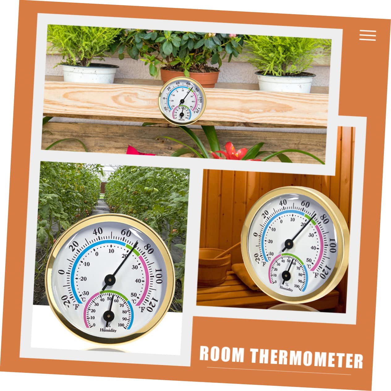 YARNOW 4pezzi Termometro Igrometro Multifunzionale Da Parete Per Casa e Giardino Misuratore Di Temperatura e Umidità Con Numeri Di Grandi Facile Lettura e Installazione Senza Batteria