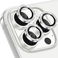 Vista 47 de Xfilm Protector de lente de cámara para iPhone 15 Pro/iPhone 15 Pro Max, anillo de diamante de metal individual brillante, dureza 9H, protector a
