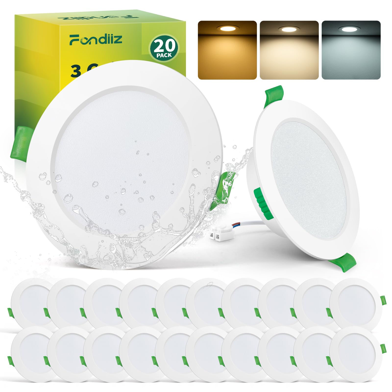 Lot de 20 Spot LED Encastrable 68mm 5W 220V Blanc Chaud 2700K Blanc Neutre 4000K Blanc Froid 6000K Réglable IP44 Salle de Bain