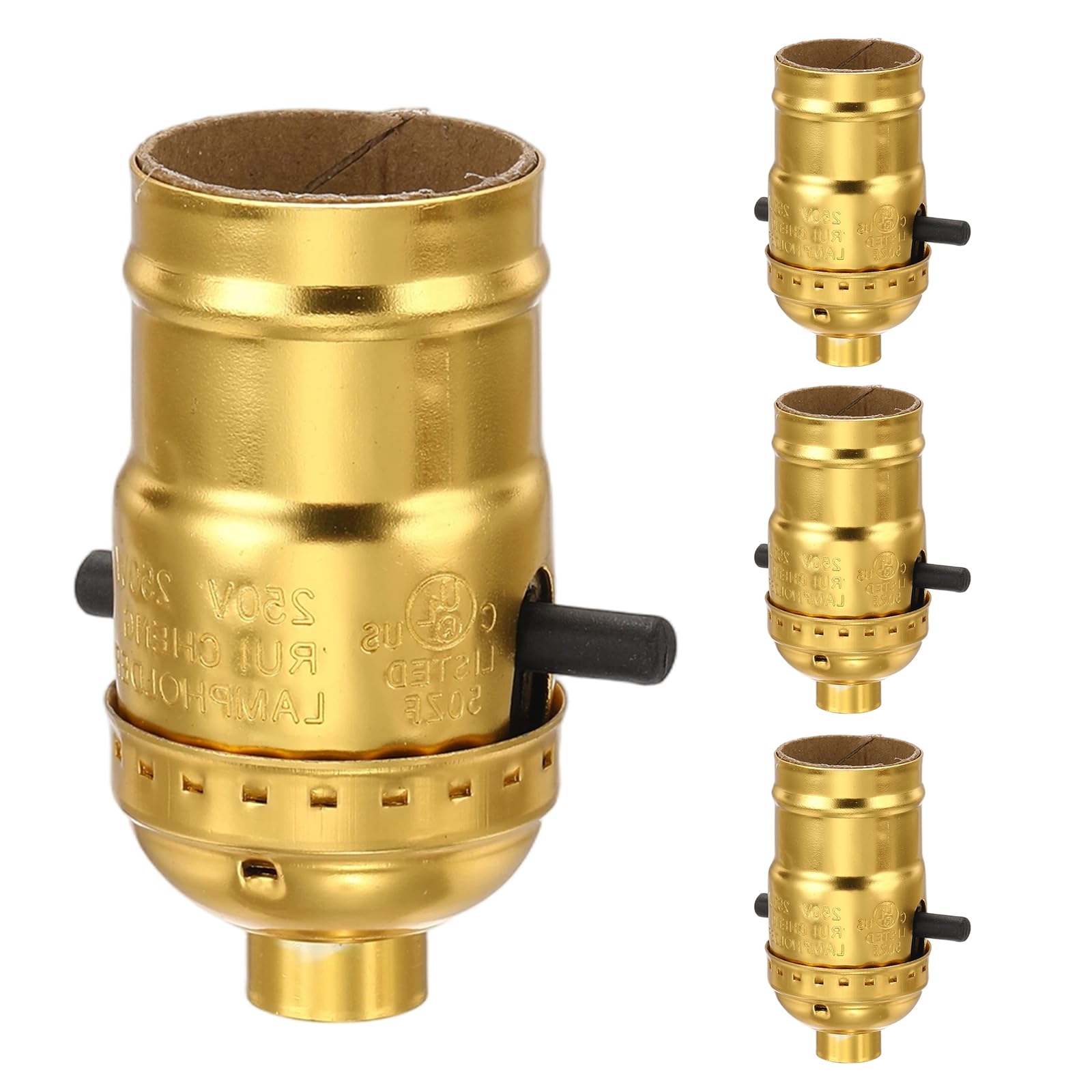 VIAPUICE UL Listed Push-In 3 Way Lamp Socket Replacement 4Pack Gold