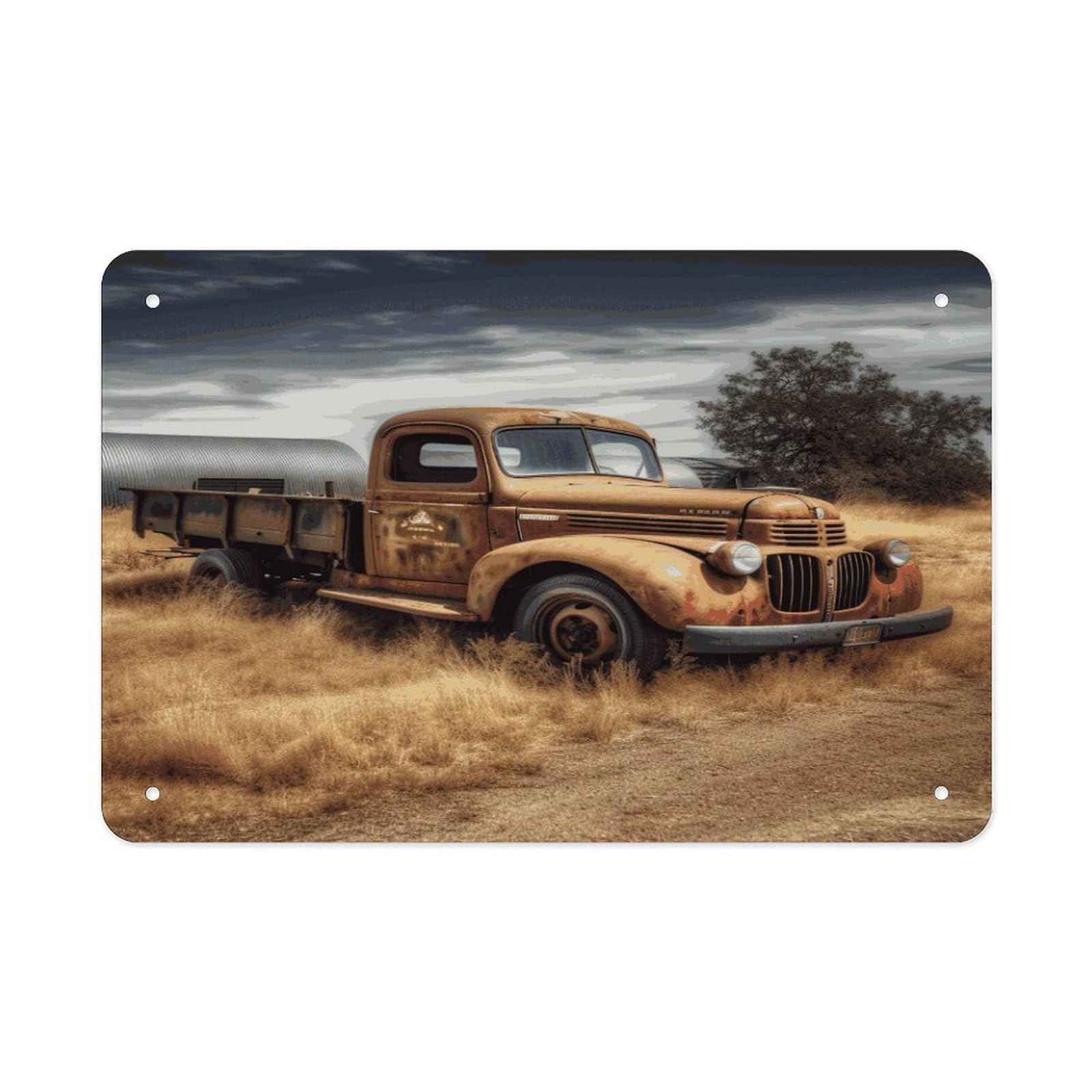 Fekiloot Style Old Truck Car Metal Signs Wall Art Tin Sign