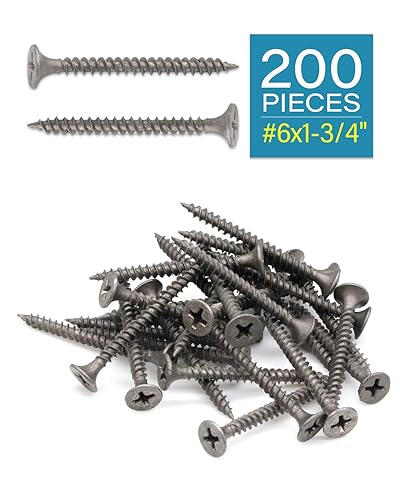 Miniatura 9 de Tornillos para madera de cabeza plana, 100 tornillos Phillips #6 x 1 pulgada para paneles de yeso con rosca fina, tornillos autorroscantes para