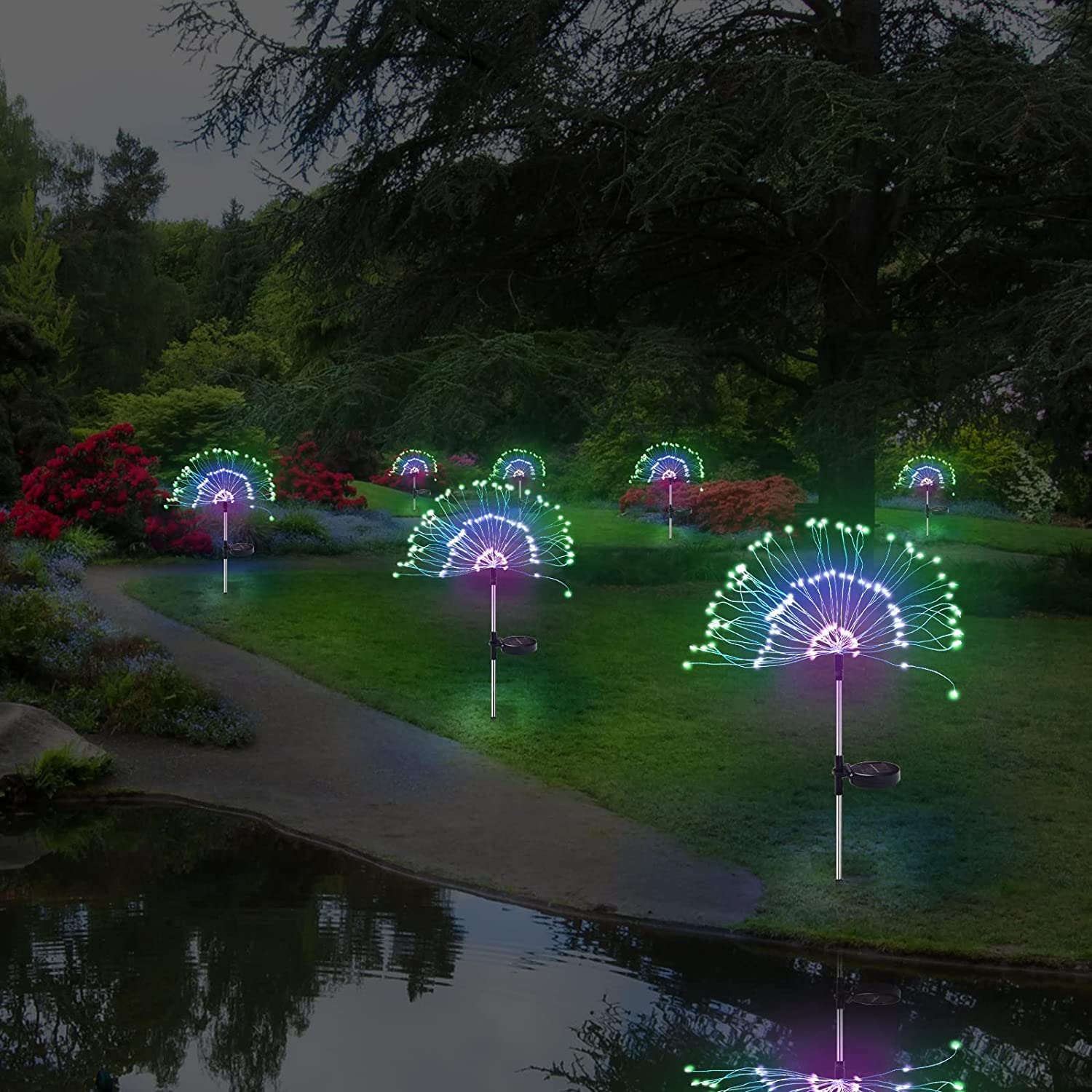 Luci Solari Da Giardino Per Esterni 120 LED Fuochi D'artificio Solari 40 Fili Di Rame Luci A Stringa Fai-da-te Per Feste Patio Prato Decorazione Per