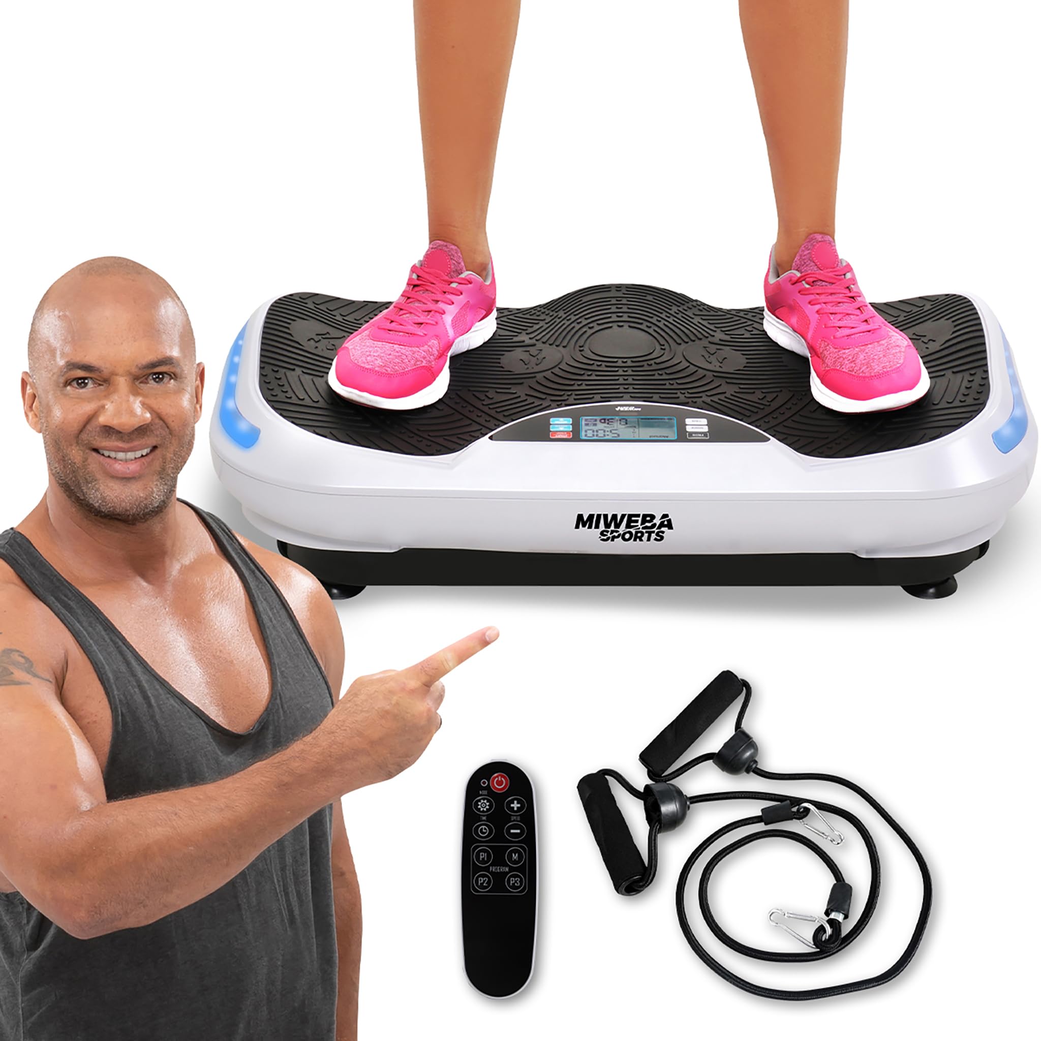 Miweba Sports Fitness 4D Wave Vibrationsplatte MV300 | 𝟑 𝐉𝐀𝐇𝐑𝐄 𝐆𝐀𝐑𝐀𝐍𝐓𝐈𝐄 - 800 Watt - Fernbedienung - Massagegerät - Abnehmen - Fettverbrenner - Fitnessgeräte für Zuhause (Weiß)