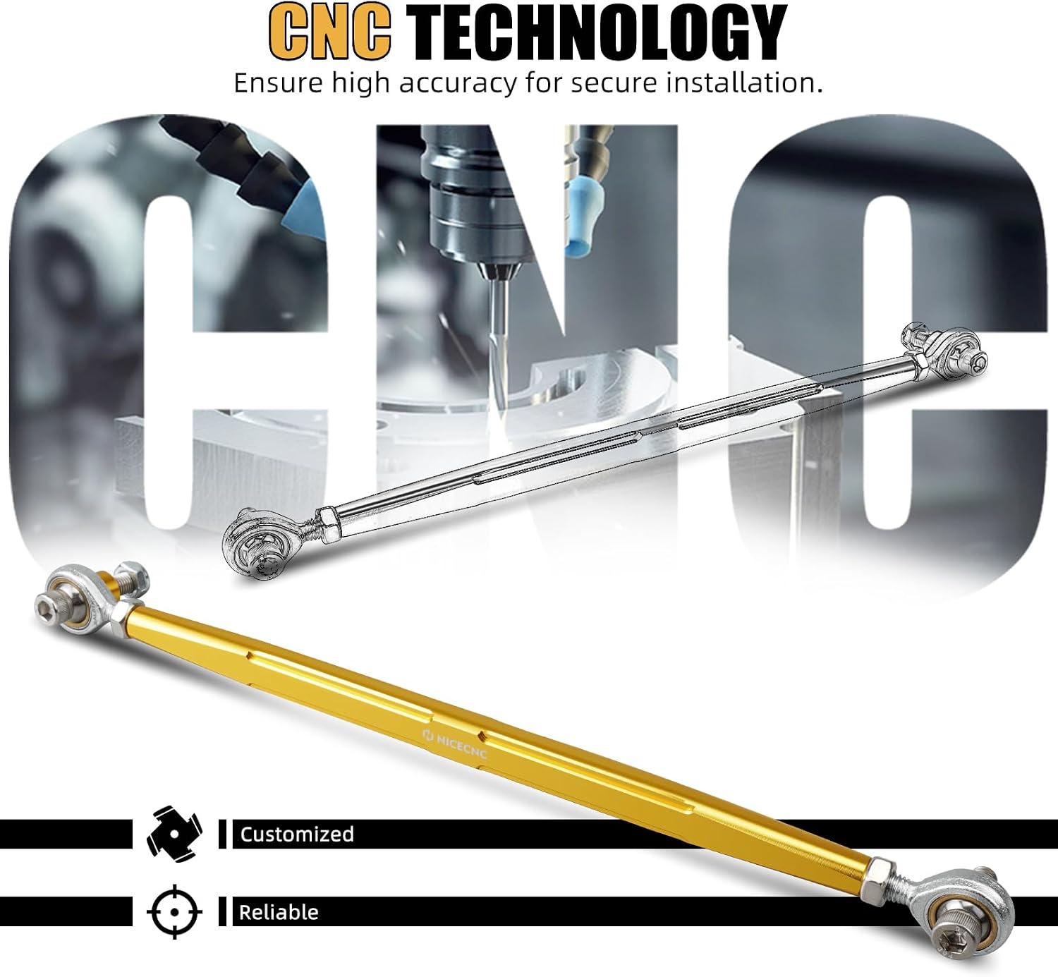 NICECNC Gold Gear Shift Linkage Gear Shift Lever Shifter Rod Aluminum Alloy CNC Machined Compatible with Harley Breakout FXBRS 114 2018-2020, CVO Tri Glide FLHTCUTGSE 2020-202, See Fitment