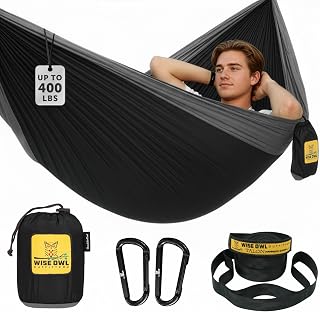 Wise Owl Outfitters Camping Hammock: 500lb Double Portable with Tree Straps for Hiking, Backpacking, Camping