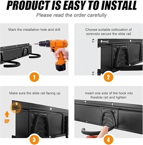 Miniatura 6 de HIGHRAZON Estante de almacenamiento para bicicletas, 2 portabicicletas y 1 gancho para cascos, soporte de pared ajustable para bicicletas con