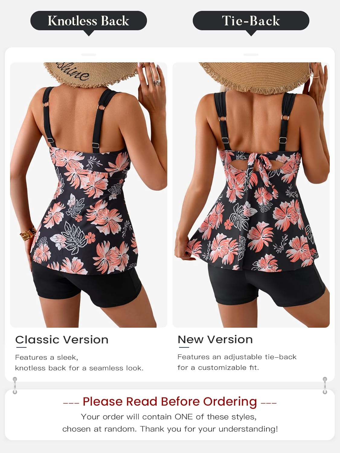 B2prity Tankini Swimsuits for Women Tummy Control Two Piece Modest Bathing Suits Floral Skirt Top with Boyshorts - Image 4