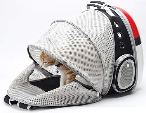 Miniatura 5 de Mochila transportadora de gatos expandible, mochila para gatos, gatitos y cachorros pequeños, mochila de burbujas para gatos aprobada por